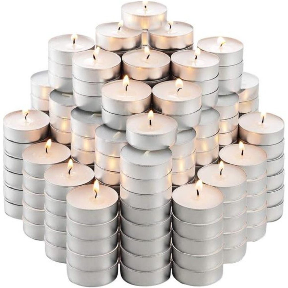 200pcs Unscented Tea Lights Candles Bulk White Smokeless Dripless & Long-Lasting